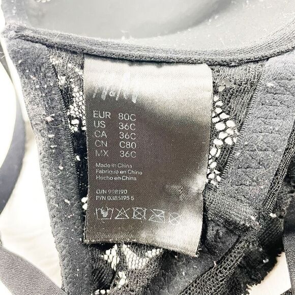 BUY 1 GET 1 FREE H&M 36c black lace longline bra - Picture 5 of 9